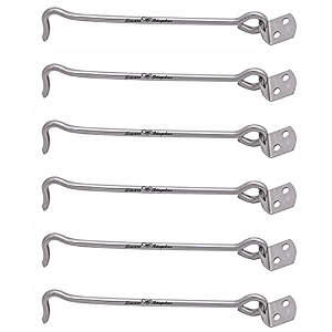 smart shophar stainless steel round gate hook 6 inches silver sturdy gate hooks for reliable and silent gate functionality 6-pack  silver finish  6 inch  pack of 6
