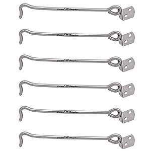 smart shophar stainless steel round gate hook 6 inches silver rapid and effortless mounting for secure and smooth gate locking 4-pack  silver finish  6 inch  pack of 4