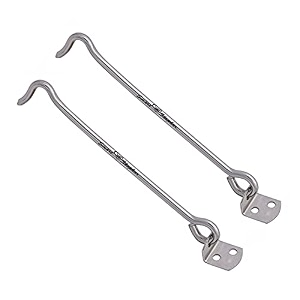 smart shophar heavy duty metal fitting stainless steel round gate hook silver reliable gate hooks for smooth and silent gate operation 2-pack stainless steel silver finish 06 inch pack of 2