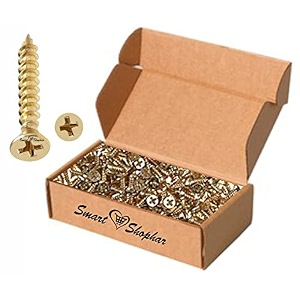 smart shophar steel phillips flat head sheet metal screws 32 x 8 mm golden brass finish pack of 20 pcsfine-quality fastenersversatile usagegolden brass finish for an upscale look
