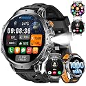 Military Smart Watch for Men, 1.85" HD Large Screen, Bluetooth Call/1000mAh/Flashlight/Heart Rate Sleep Monitor, 110+ Sports Modes Fitness Tracker Watch for Android iOS, Holiday, 3 Straps, Black