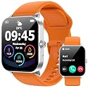 Smart Watch, Smartwatches for Men Women, 1.85" HD Fitness Tracker (Answer/Make Calls), 120+ Sport Modes, Heart Rate/Sleep Monitor, IP68 Waterproof Fitness Watch, Smartwatch for Android iOS (Orange)