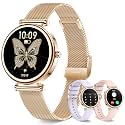 Smart watch for Women (Answer/Make Calls),1.27 Inch Round Smartwatch with 100+ sports modes, Heart Rate/Sleep Monitor Pedometer IP68 Waterproof Activity Fitness Watch for iPhone Android, Rose Gold