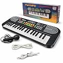 SMARTBOY Piano Keyboard for Kids Boys Girls, Rechargeable, Electronic 37 Keys Microphone Mic, 8 Tones 8 Rhythms, 4 Percussion Sounds, 6 Demo Songs, Play & Record Music, Animal Sound Effects Toy 430CP1