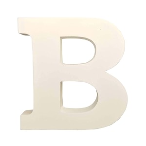 wooden b letter- english upper case alphabets cutouts for art and craft work b_white_15x25 cm