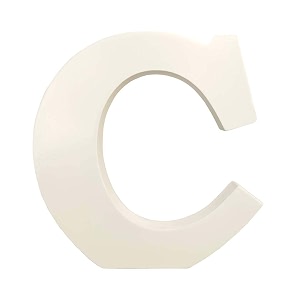 wooden c letter- english upper case alphabets cutouts for art and craft work c_white_15x25 cm