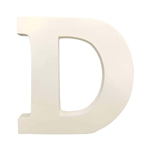wooden d letter- english upper case alphabets cutouts for art and craft work d_white_15x25 cm