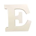 Wooden E Letter- English Upper Case Alphabets Cutouts for Art and Craft Work (E_White_15x2.5 Cm)