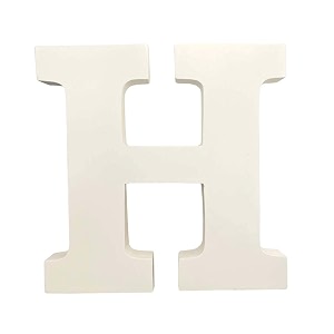 wooden h letter- english upper case alphabets cutouts for art and craft work h_white_15x25 cm
