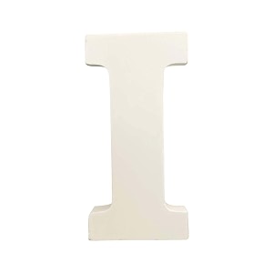 wooden i letter- english upper case alphabets cutouts for art and craft work i_white_15x25 cm