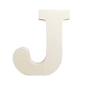 Wooden J Letter- English Upper Case Alphabets Cutouts for Art and Craft Work (J_White_15x2.5 Cm)