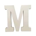 Wooden M Letter- English Upper Case Alphabets Cutouts for Art and Craft Work (M_White_15x2.5 Cm)