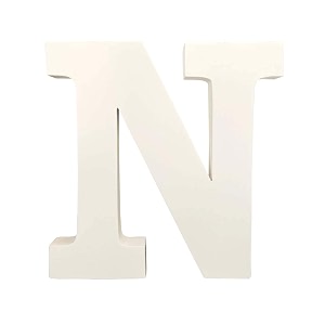 6 inchwhite wooden n letter- english upper case alphabets cutouts for art and craft work n_white_6 in x 25mm