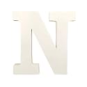 6 InchWhite Wooden N Letter- English Upper Case Alphabets Cutouts for Art and Craft Work (N_White_6 in x 25mm)
