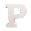 Wooden P Letter- English Upper Case Alphabets Cutouts for Art and Craft Work (P_White_15x2.5 Cm)