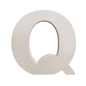 wooden q letter- english upper case alphabets cutouts for art and craft work q_white_15x25 cm