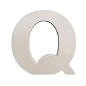 Wooden Q Letter- English Upper Case Alphabets Cutouts for Art and Craft Work (Q_White_15x2.5 Cm)