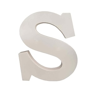 wooden s letter- english upper case alphabets cutouts for art and craft work s_white_15x25 cm