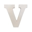 Wooden V Letter- English Upper Case Alphabets Cutouts for Art and Craft Work (V_White_15x2.5 Cm)