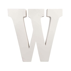 wooden w letter- english upper case alphabets cutouts for art and craft work w_white_15x25 cm