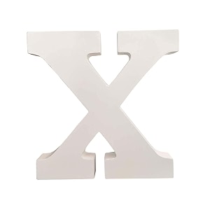 wooden x letter- english upper case alphabets cutouts for art and craft work x_white_15x25 cm