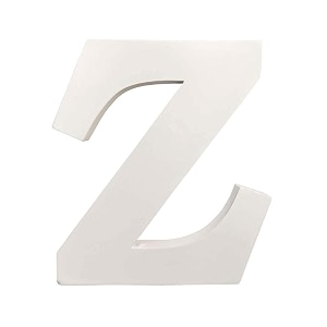 wooden z letter- english upper case alphabets cutouts for art and craft work z_white_15x25 cm