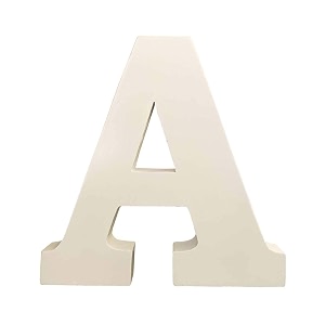 wooden a letter- english upper case alphabets cutouts for art and craft work a_white_15x25 cm