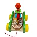 Smartcraft Wooden Drum Musical Pull Along Toy, Baby Early Walking Pull Toy, Rope Toy for Babies, Walking Toy Vehicle for Babies Wood, Multi Color (Pack of 1) (Joker)