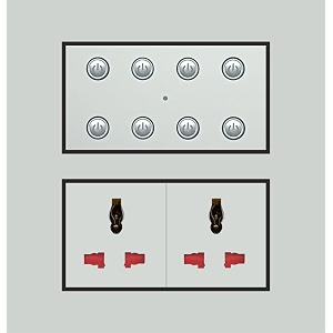 smarteefi 8 port modular wifi smart switch board 6 smart switch 2 smart plug guaranteed schedules compatible with alexa amp google home white size 8m-square 154mmx160mmx40mm