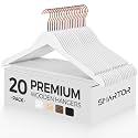 Smarter White Wooden Hangers 20 Pack, Solid Wood Coat Hangers for Closet