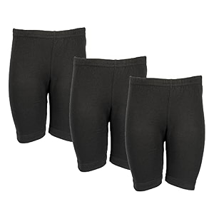 smarterkids pure cotton black color cycling shorts for girls and kids pack of 3