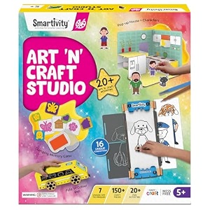 smartivity mega 20 art and craft activity kit for girls ages 5 to 9 years old  creative birthday gift for kids i clay stamp tracing 3d house origami amp many more i toys for kids age 56789
