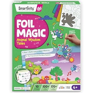 smartivity art amp craft activity kit- foil magic animals theme craft kit for kids age 4-10 years 100 foil sheet 10 canvases 170 stickers birthday gift for boys amp girls ages 45678910