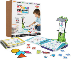 smartivity magico funlearn kit 25 - 5 yrs jr kg sr kg nursery playgroup ncert syllabus 20 workbooks 1200 activities physical  digital blended learning through play free app preschool at home