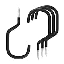 SMARTOLOGY Extra-Large Bike Hook, Bicycle Storage Hanger, Rubber Coated Heavy Duty Screw-in Ceiling Hooks for Tools, Garage Wall Organizer, 4 Pack, Fits All Bike Types, Vertical Bike Racks & Stands