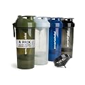 Smartshake O2GO ONE 4 Pack 800 ml/27 oz Protein Shaker Bottle | Silent Mixing | Leak-Proof Shaker Bottle | Shaker Cups For Protein Shakes | Gym Shaker Bottle | BPA-Free, Dishwasher Safe - Multicolor
