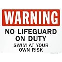 SmartSign 18 x 24 inch “Warning - No Lifeguard On Duty, Swim At Your Own Risk” Metal Sign, 80 mil Laminated Rustproof Aluminum, Red, Black and White, Made in USA