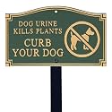 SmartSign Curb Your Dog Yard Sign, Dog Urine Kills Plants Garden Plaque | 5.75" x 9.5" Aluminum Plaque with 18" Black Lawn Stake, Made in USA