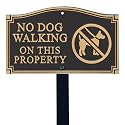 SmartSign “No Dog Walking On This Property” GardenBoss Statement Plaque | 5.75" x 9.5" Aluminum Plaque with 18" Black Lawn Stake