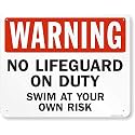 SmartSign Large No Lifeguard On Duty Sign, Swim at Your Risk Sign, 24x30 Inches, 80 Mil Thick Aluminum, Easy-to-Clean/Mount, Pre-Punched Holes, USA Made
