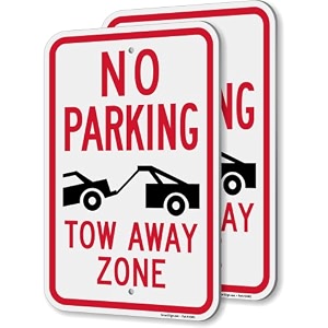 smartsign no parking tow away zone sign - 2 pack18 x 12 inch 2mm thick aluminum composite pre-drilled holes blackred on white
