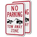 SmartSign No Parking Tow Away Zone Sign - 2 Pack,18 x 12 inch, 2mm Thick Aluminum Composite, Pre-Drilled Holes, Black/Red on White