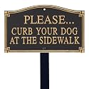 SmartSign Please Curb Your Dog at The Sidewalk Sign for Yard, Curb Your Dog Garden Plaque | 5.75" x 9.5" Aluminum Plaque with 18" Black Lawn Stake, Made in USA
