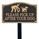 SmartSign Please Pick Up After Your Dog Sign for Yard | 5.75" x 9.5" Aluminum GardenBoss Statement Plaque with 18" Black Lawn Stake, Premium/Designer, Made in USA