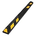SmartSign Rubber Parking Curb - Heavy Duty Parking Stop with Yellow Reflective Stripe Chevrons, 72" Long (6ft), Wheel Stop for Parking Lot/Garage/Cars/Trucks, Pre-Drilled Holes, Pack of 1, USA-Made