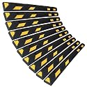SmartSign Rubber Parking Curb, (Pack of 10) Heavy Duty Parking Stops with Yellow Reflective Stripe Chevrons, 72" Long (6ft), Wheel Stops for Parking Lots/Garage/Cars/Trucks, Pre-Drilled Holes