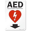 SmartSign - S-4909-PL-10 "AED - Automated External Defibrillator" Sign With Down Arrow| 7" x 10" Plastic