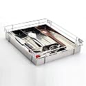 SmartSlide Stainless Steel Cutlery Tray Basket for Modular Kitchen Cutlery Tray for Kitchen Drawer Flatware Organizer Silverware Organizer (12 x 20 x 4 Inches)