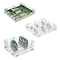 SmartSlide Pack of 3 Stainless Steel Modular Kitchen Basket/Cutlery Tray Basket/Plate Kitchen Drawer/Kitchen Cabinet/Utensils Storage Organizer (15 x 18 Inch Pack of 3)