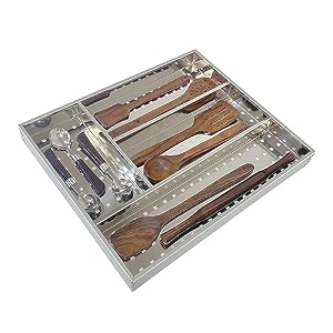 smartslide stainless steel cutlery tray for kitchen drawer silverware organizer flatware storage organizer for kitchen 14 x 19 inch utensils